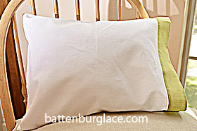 Baby Pillowcases 13 in by 17 in. White Celery Green. Set of 2 - Click Image to Close